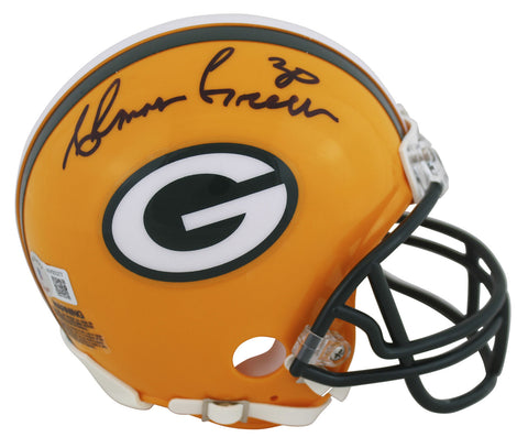 Packers Ahman Green Authentic Signed Yellow Rep Mini Helmet BAS Witnessed