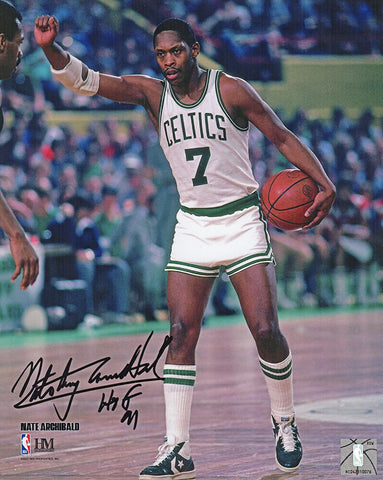 Nate 'Tiny' Archibald Signed Boston Celtics Action 8x10 Photo w/HOF'91 - SS COA