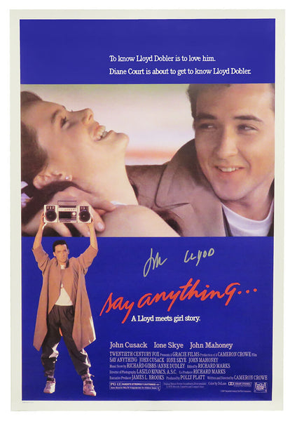 John Cusack Signed Say Anything 27x40 Full Size Movie Poster w/Llyod - (SS COA)