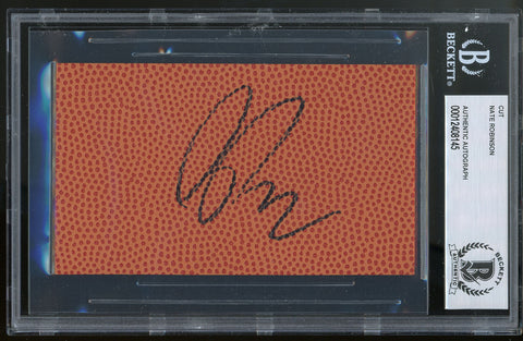 Knicks Nate Robinson Authentic Signed 3x5 Basketball Cut Signature BAS Slabbed
