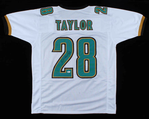 Fred Taylor Signed Jaguars White Jersey (Beckett COA) Jacksonville R.B 1998-2008