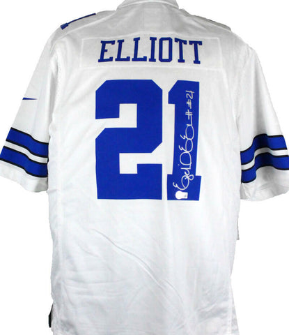 Ezekiel Elliott Autographed Dallas Cowboys White Nike Game Jersey-Beckett W Holo