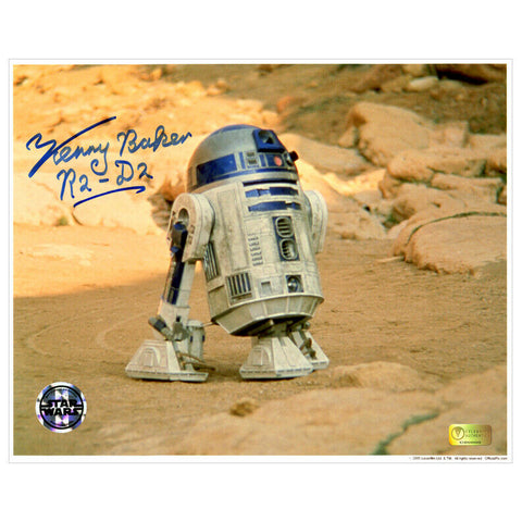 Kenny Baker Autographed Star Wars R2-D2 Desert 8x10 Scene Photo