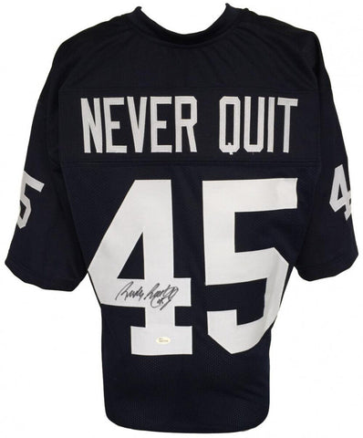 Rudy Ruettiger Signed "Never Quit" Notre Dame Jersey Inscribed #45 (JSA COA)