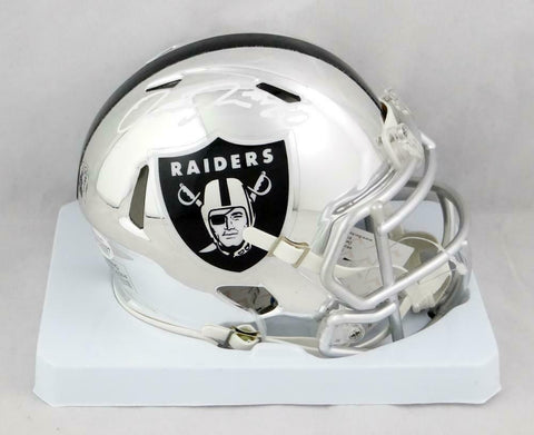 Josh Jacobs Autographed Oakland Raiders Chrome Mini Helmet-Beckett W Auth *White