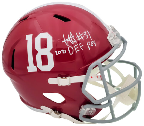 WILL ANDERSON AUTOGRAPHED ALABAMA FULL SIZE HELMET 2021 DEF POY BECKETT 202896