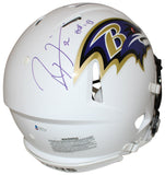 Ray Lewis Signed Baltimore Ravens Flat White Authentic Helmet HOF BAS 29518