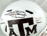 Johnny Manziel Signed A&M White Ridell Speed F/S Helmet W/ 2 Insc-Beckett *Split