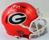 Sony Michel Signed Georgia Bulldogs Chrome Speed Mini Helmet - Beckett W Auth