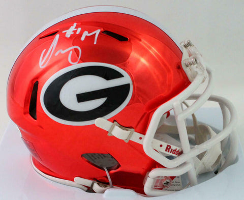 Sony Michel Signed Georgia Bulldogs Chrome Speed Mini Helmet - Beckett W Auth