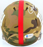 Lawrence Taylor Autographed NY Giants Camo Mini Helmet w/ HOF- Beckett W *White