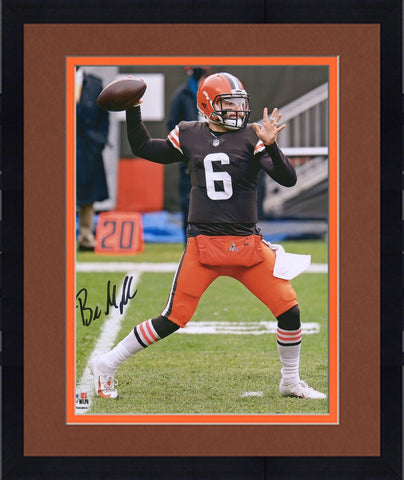 FRMD Baker Mayfield Cleveland Browns Signed 16x20 Vertical Passing Photograph