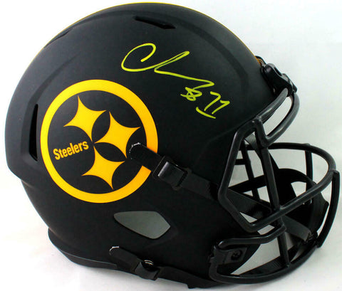 Chase Claypool Signed Steelers F/S Eclipse Speed Helmet - Beckett W Auth *Yellow
