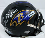 Ray Lewis Autographed Baltimore Ravens Speed Mini Helmet w/HOF-Beckett W Holo