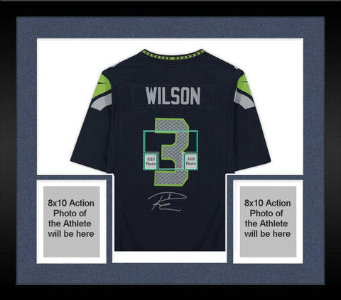 FRMD Russell Wilson Seattle Seahawks Signed Navy Game Jersey - Signed on Jersey