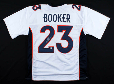 Devontae Booker Signed Denver Broncos White Jersey (Beckett Hologram)