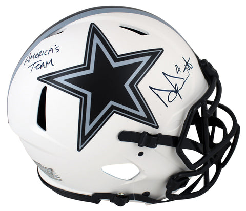 Cowboys Dak Prescott "America's Team" Signed Lunar F/S Speed Proline Helmet BAS