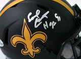 Earl Campbell Signed NO Saints Eclipse Speed Mini Helmet w/ HOF - Beckett W Auth