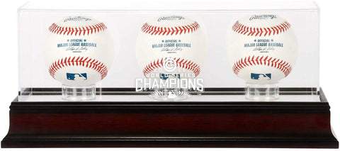 Chicago Cubs 2016 MLB World Series Champions Mahogany Logo Three Baseball Case
