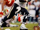 Natrone Means Autographed Chargers 8x10 Running PF Photo- JSA W Auth *White