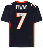 FRMD John Elway Broncos Signed Mitchell & Ness Navy Jersey w/"Last To Wear 7"