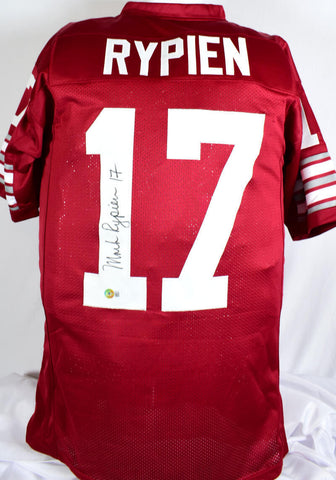 Mark Rypien Autographed Red College Style Jersey -Beckett W Hologram *Black