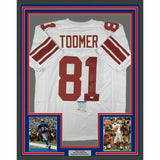 FRAMED Autographed/Signed AMANI TOOMER 33x42 New York White Jersey PSA/DNA COA