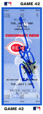 Deion Sanders Signed Cincinnati Reds 7/1/1997 vs Brewers Ticket BAS 37211