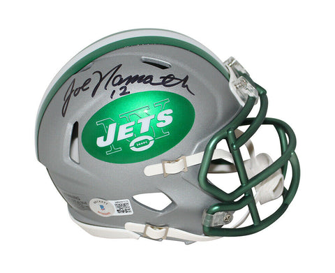 Joe Namath Autographed New York Jets Blaze Mini Helmet Beckett BAS 33368