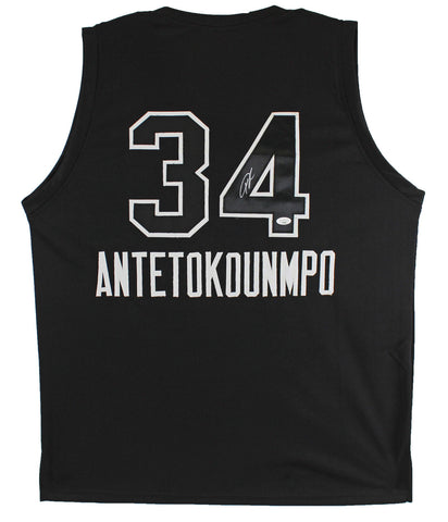 Giannis Antetokounmpo Authentic Signed Black Pro Style Jersey w/Black #s BAS Wit