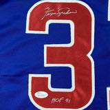 FRAMED Autographed/Signed FERGIE JENKINS 33x42 HOF 91 Blue Jersey JSA COA