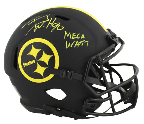 Steelers T.J. Watt Mega Watt Signed Eclipse Proline F/S Speed Helmet JSA Witness