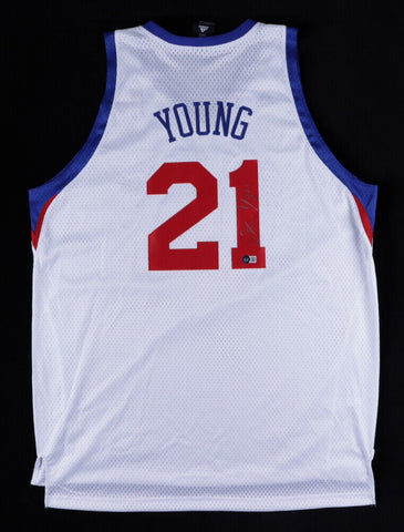 Thaddeus Young Signed Philadelphia 76ers Custom Style Jersey (Beckett COA)