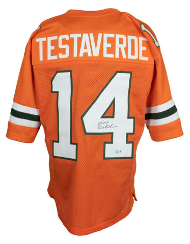 Vinny Testaverde Signed Custom Orange College Style Football Jersey BAS ITP