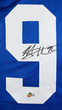Michael Strahan Autographed Blue Pro Style Jersey #-Beckett W Hologram *Black
