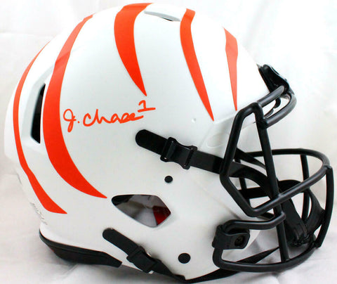 Ja'Marr Chase Signed Bengals Lunar F/S Speed Authentic Helmet -Beckett W Holo