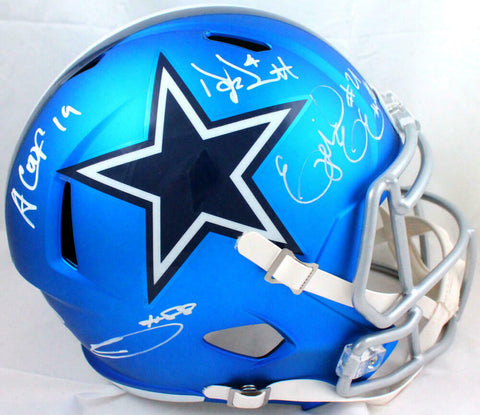 Prescott, Cooper, Elliott, Lamb Signed Cowboys F/S Blaze Helmet-BAW/Fanatics