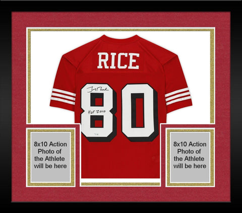 FRMD Jerry Rice 49ers Signed Red Mitchell & Ness Auth Jersey with HOF 2010 Insc