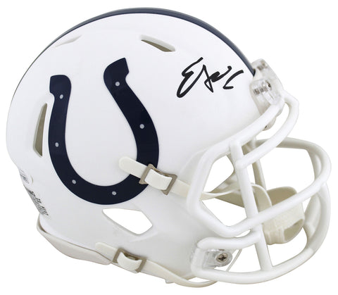 Colts Edgerrin James Signed Flat White Speed Mini Helmet JSA Witness #WPP758802