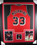 ALONZO MOURNING (Heat red TOWER) Signed Autographed Framed Jersey PSA