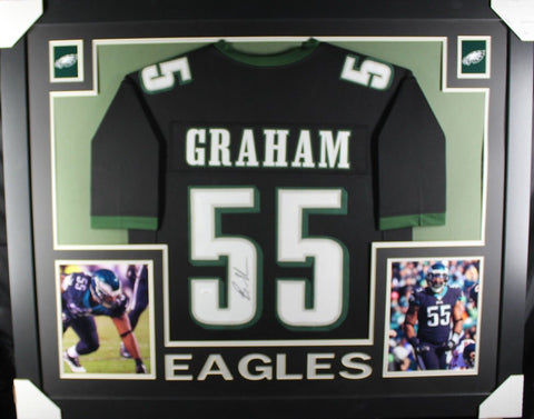 BRANDON GRAHAM (Eagles black SKYLINE) Signed Autographed Framed Jersey JSA