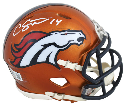 Broncos Courtland Sutton Authentic Signed Flash Speed Mini Helmet BAS Witnessed