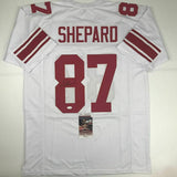 Autographed/Signed STERLING SHEPARD New York White Football Jersey JSA COA Auto