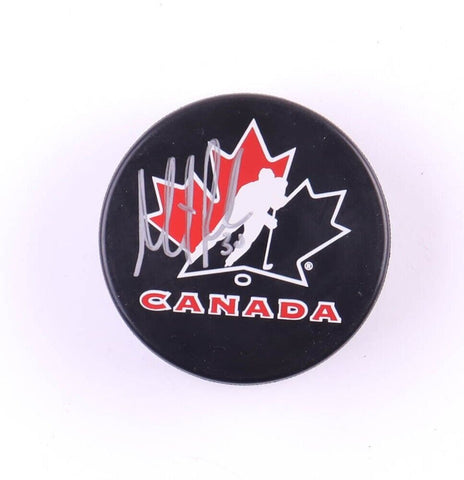 Martin Brodeur Signed Team Canada Logo Hockey Puck (JSA) New Jersey Devil Goalie