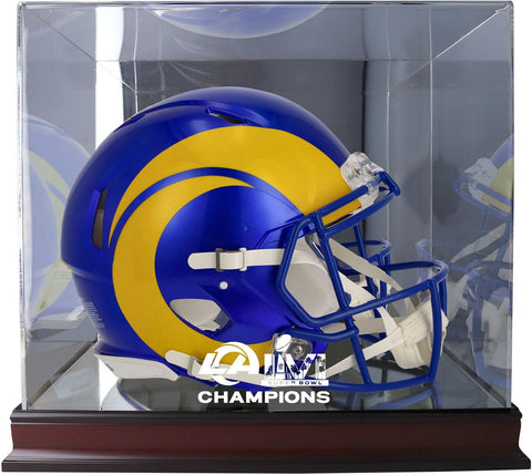 Los Angeles Rams Super Bowl LVI Champs Mahogany Helmet Display Case