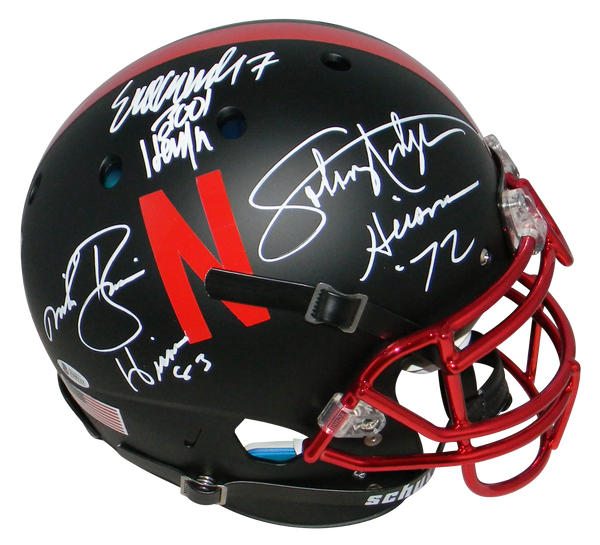ERIC CROUCH MIKE ROZIER JOHNNY RODGERS SIGNED NEBRASKA BLACK AUTHENTIC HELMET