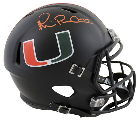 Miami Michael Irvin Signed 2017 Alt Black Full Size Speed Rep Helmet BAS Wit
