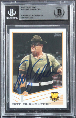 Sgt. Slaughter Authentic Signed 2013 Topps WWE #105 Card Autographed BAS Slabbed