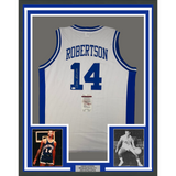 Framed Autographed/Signed Oscar Robertson 33x42 Cincinnati White Jersey JSA COA