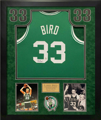 Larry Bird Signed Autographed Jersey Custom Framed to 32x40 w/ Player Holo
